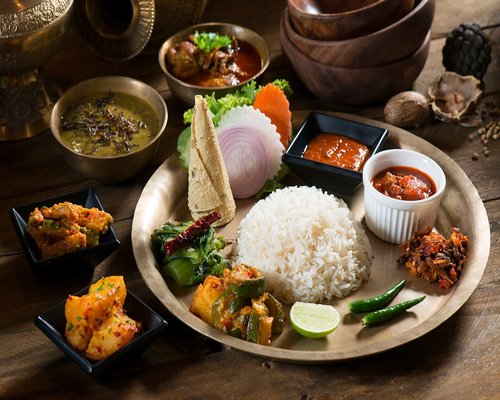 A healthy traditional Indian thali meal